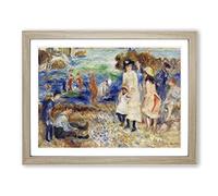 Children On The Seashore By Pierre Auguste Renoir Classic Painting Framed Print | A2 Oak Framed Wall Art | Ready to Hang | Classic Historical Picture | Living Room Bedroom Lounge Office