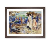 Children On The Seashore By Pierre Auguste Renoir Classic Painting Framed Print | A2 Walnut Framed Wall Art | Ready to Hang | Classic Historical Picture | Living Room Bedroom Lounge Office