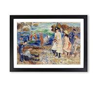 Children On The Seashore by Pierre-Auguste Renoir Framed Print | A2 Black Framed Wall Art | Ready to Hang | Modern Nature Picture | Living Room Bedroom Lounge Office