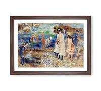 Children On The Seashore by Pierre-Auguste Renoir Framed Print | A2 Walnut Framed Wall Art | Ready to Hang | Modern Nature Picture | Living Room Bedroom Lounge Office