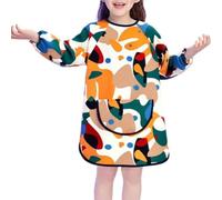 Children Painting Apron Waterproof Art Smock With Storage Pocket For Painting Craft Drawing Lesson Suitable For Activity Indoor Use , Multicolor , Colorful Geometric , M Suggested Height 80-100cm