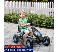 Children Pedal Go Kart w/ Adjustable Seat, Rubber Wheels, Brake, Blue