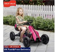 HOMCOM Children Pedal Go Kart, Kids Ride on Racer w/ Adjustable Seat, Shock Absorption EVA Tyres, Handbrake, for Kids Aged 3-8 Years Old, Pink