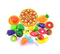 Children Pizza Fruits Model Vegetables Toy Cutting Model Food Pretend-Play Toy Cutting Practice Kitchen Accessory Kitchen