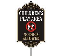 Children Play Area No Dogs Allowed Sign No Pets Grass Lawn Kids Playing 12" x 8" With 35" Long Metal Stake With Stand Aluminum Outdoor Use Yard Business