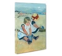 Children Playing On The Beach By Mary Cassatt Canvas Print for Living Room Bedroom Home Office Décor, Wall Art Picture Ready to Hang, 30 x 20 Inch (76 x 50 cm)