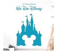 Children Playroom Bedroom Disney Inspired Wall Sticker - We Do Disney - Castle, Mickey Mouse [Medium] [Sky]