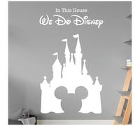 Children Playroom Bedroom Disney Inspired Wall Sticker - We Do Disney - Castle, Mickey Mouse [Medium] [White]
