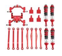 Children Remote Vehicle RC Linkage Damping Kit Shock Absorber Set Servo Mount Bracket Adjustable suitable for trail crawling custom builds replacement repairs, Red