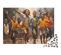 Children Running Joy 1000 Piece Sturdy Cardboard Classic Jigsaw Puzzle for Adult Jigsaws, Impossible Hard Challenge, Decompression & Wall Decor, Great Relaxation Gift 70x50cm/1000pcs