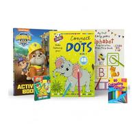 Children’s Activity Bundle - Rubble & Crew Activity Book, Connect The Dots, Alphabet Practice Book, 20 Colouring Pencils & The Grinch Snap Cards | Fun Learning Gift Set for Kids Ages 3-7