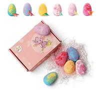 Children’s Bath Balls with Surprise Toys | 6/12-Piece Natural Sea Salt Bubble Bath Set w/Floating Animal Figures | Skin-Friendly Spa Kit for Toddlers, No Bath Stains (Dinosaur Egg 6pc Pink Box)