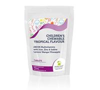 Children’s Chewable Tropical Flavour ABCDE Multivitamin Tablets with Iron, Zinc & Iodine Lemon/Mango/Pineapple 700mg - Pack of 180 Pills