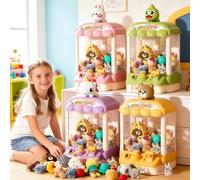 Children’s Cute Animal Claw Machine, Electronic Mini Claw Machine, Toy Grabber Claw For Kids With Dolls, Capsules, Sound & Coins, Sensory Hand-Eye Coordination,Play-Based Learning For Gifts (Yellow)