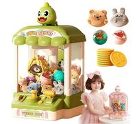 Children’s Cute Animal Claw Machine with 10 Dolls and 10 Capsules,Mini Vending Machine with Sound, Sensory Hand-Eye Coordination,Play-Based Learning For Gifts (Green)