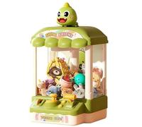 Children’s Cute Animal Claw Machine with Dolls and Capsules, Claw Machine for Kids, Mini Vending Machines Toys for Girls, Candy Grabber Prize Dispenser with Sound for Xmas Birthday Gifts (Green)