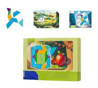 Children’s Educational Magnetic Tangram Puzzle, Magnetic Pattern Blocks, Montessori Shape Pattern Blocks Jigsaw Road Trip Games, Educational STEM Gift for Toddlers Boys & Girls (C)