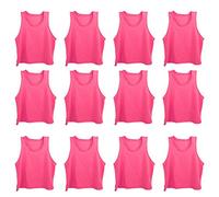 Children’s Football Training Vest, Large Mesh, Rose Red, Set of 12 - Breathable Quick - Dry Fabric, Durable for Multi - Sport Use