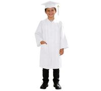Children’S Graduation Outfit,2026 Collection with Tasselled Cap,Breathable Nursery Outfit,2-Piece Set,Suitable for Children Aged 3 to 12(White,10-11 Years)
