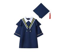 Children’S Graduation Outfit Set,Suitable for Both Boys and Girls,for Children Aged 2-12,Featuring a Decorative Collar and a Hat,Two-Piece Set Primary School Graduation(NY1,6-7 Years)