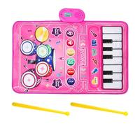 Children’s Piano and Jazz Drum Music Blanket, Two-in- Educational Toy, Enlightenment Instrument with Lights and Sound Effects, Non-Slip Foldable Design, for Kids Baby Boys Home Preschool