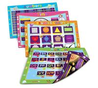 Children’s Placemats Educational Dinner Mats Set of 4 - Double Sided with 8 Fun Designs Learning Designs, Food Safe & Easy to Wipe Clean