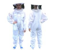 Children’s Professional 3-Layer Round Hat Ventilated Beekeeping Suit with Veil - Kids Protective Full Body Clothing (Large)