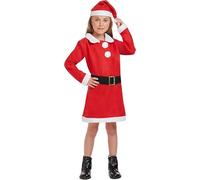 Children’s Santa Girl Costume with Red Santa Hat for Kids Xmas Fancy Dress Outfit Miss Santa Claus Santa Outfit Girls Christmas Fancy Dress for Girls