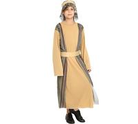 Children’s Shepherd Costume Xmas Joseph Costume -Long Robe + Headscarf + Belt Christmas Fancy Dress for Nativity Play, School Fairs, and Festive Celebrations (a1-Green, 4-8 Years)