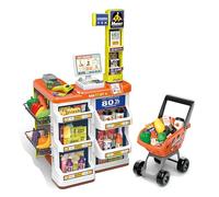 Children’s Supermarket Role Play Toy Set with Scanner, Trolley, Lights & Sounds - 60 Piece Pretend Shop with Food, Till & Play Money - Kids Imaginative Play Store for Boys & Girls Ages 3+