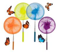 Children s Telescopic Insect Fishing Net Set 4 Pieces - Butterfly Nets with Stretchy Handles for Exploration Catching Small Fish Easy to Carry and Use Gardens Camping Streams Lakes