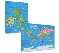 Children’s World Map + UK & Ireland Poster Set - Educational Wall Maps with Animals & Landmarks for Kids’ Rooms
