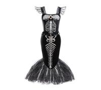 Children Scary long sleeve Horror Dress Kids Halloween Costume with Boolded Headband Zombie Boy Girls Costumes Princess Black Witch Cosplay 7-14 Y