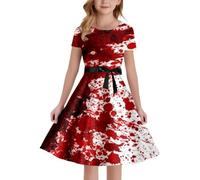 Children Scary long sleeve Teens Halloween Party pooky Costume Horror Movie Costumes Zombie Boy Girls Bat Print Tutu Dress 3-8 Y