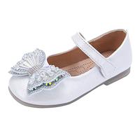 Children Shoes Flat Sandals Students Dance Performance Shoes Sequin Bow Shoes#98 White