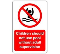 Children should not use pool without adult supervision - No swimming, No diving, No Sailing, Deep Water - High tack self-adhesive sticker (300mm x 200mm) Viewing Distance within 7m.