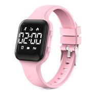 Children Simple Fitness Tracker Watch, Digital Step Counter Sport Watch, Waterproof Wristwatch, with Pedometer Alarm Clock Calendar for Kids Boy Girl Students (Pink)
