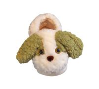 Children Small Dog Pattern Autumn and Winter Indoor Non Slip Warm Slippers Infant Toddler Little/Big Kids Toddler Boys House Shoes (Green, 12.5 Little Child)