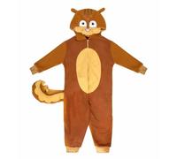 Children Squirrel Costume Soft Polyester Hooded Romper with Large Tail Comfortable Piece Jumpsuit and Girls Suitable for Holiday Gatherings School Plays Themed Parties, M