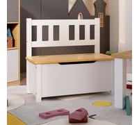 Children Storage Bench White Beige MDF 60x30x55 cm Toy Chest Seat with Lid Kids