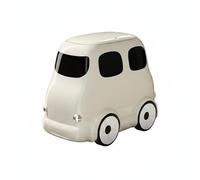 Children Storage Bin Cartoon Bus Trash Can Garbage To Open Lid Rounded Form Decorative Four Wheel Side Structure Suitable for Desk Small Areas Bedroom Workplace, White