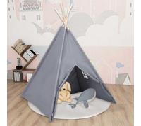 Children Teepee Tent with Bag Peach Skin Grey 120x120x150 cm