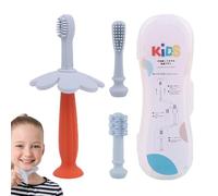 Children Tooth Brush | Manual Silicone Toothbrush for Teeth Cleaning - Outdoor Portable Toothbrush Includes 2 Replacing Brush Heads for Camping, Nursery, Bathroom
