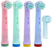 Children Toothbrush Head Kids Extra Soft Bristle Pastel 4 Pack | Children Oral B Compatible, Gentle Gum Care for Kids, Junior Electric Brush Heads, Fits Most Braun OralB Pro, Protective Cap