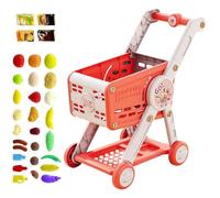 Children Toy Shopping Cart, Pretend Grocery Playset, Compact Size 4pcs Store Accessories, Sorting Learning, Kids Age 1 to 3 Educational Role Play, Indoor Outdoor Home Travel