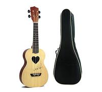 Children Ukulele 23 Inch Spruce Rosewood Fingerboard Ukelele Ukulele 4 Strings Hawaii Mini Guitar Uke Heart- shaped Tone Hole(Color:Uke with Bag)