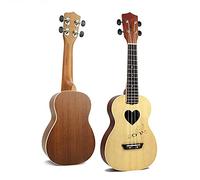 Children Ukulele 23 Inch Spruce Rosewood Fingerboard Ukelele Ukulele 4 Strings Hawaii Mini Guitar Uke Heart-shaped Tone Hole Ukelele accessories (Color : Only Uke)
