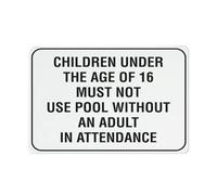 Children Under The Age Of 16 Must Not Use Pool Without An Adult Warning Sticker-Security Sign Outdoor Sign 12 X 8 Inches