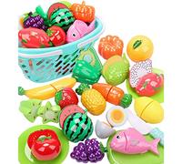 Children Utensils Fruits Model Vegetables Toy Cutting Model Food Pretend-Play Toy Cutting Practice Toy Kitchen Accessory