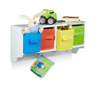 Children wall shelf Kids' Wardrobe Unit Compact 4 Hooks Children's Storage Shelf